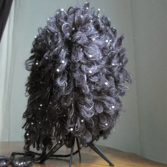 NWOT Shaggy Loop Knit Pearl Bead Wool Blend Trapper Hat - Picture 3 of 10